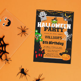 かわいい子供向けのカートゥーン・ハロウィン・バースデー 招待状