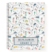 かわいい子供向け漫画の道路と車の手描きパターン