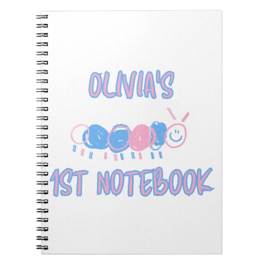 かわいい子供向け落書きワームの絵 ノートブック (正面)