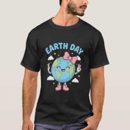 かわいい子供地球の日女の子惑星 かわいい 地球と Tシャツ