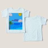 かわいい子供用ビーチTシャツ – 晴れた夏の海 (デザイン正面&裏面)