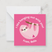 かわいい子供用ピンクのスロー ヴァレンタイン ノートカード (正面)