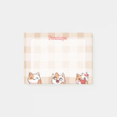 かわいい子供用名前入り漫画ねこキャラクター ポストイット (正面)