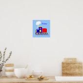かわいい子供用汽車ポスター - 名前入り ポスター (キッチン)