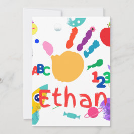 かわいい子供用ABCハンドペイント123 招待状