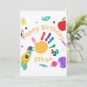 かわいい子供用ABCハンドペイント123 HB 招待状 (スタンド正面)