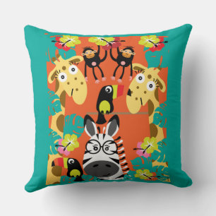 かわいい子供部屋のジャングル動物のデコアクッション クッション