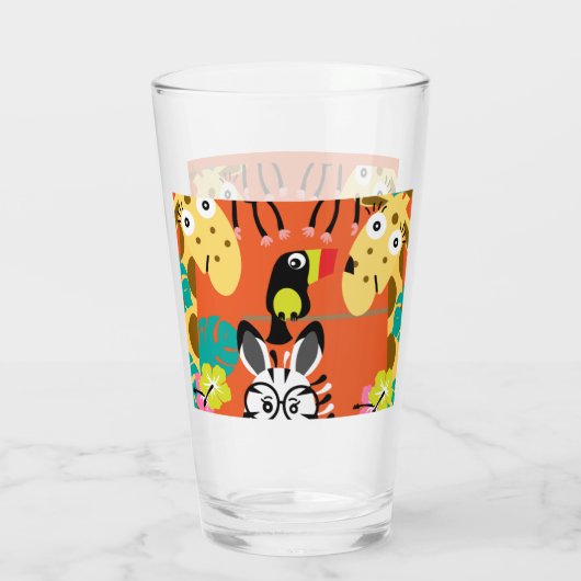 かわいい子供部屋のジャングル動物の装飾 タンブラーグラス (裏面)