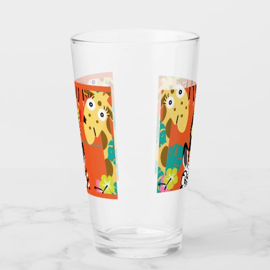 かわいい子供部屋のジャングル動物の装飾 タンブラーグラス (左)