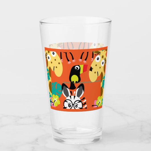 かわいい子供部屋のジャングル動物の装飾 タンブラーグラス (正面)