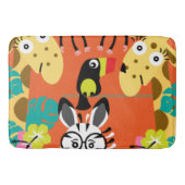 かわいい子供部屋のジャングル動物の装飾 バスマット (正面)