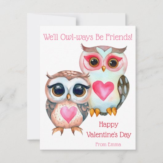 かわいい子供部屋のバレンタインデー オウル シーズンカード (正面)
