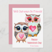 かわいい子供部屋のバレンタインデー オウル シーズンカード (正面/裏面)