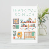 かわいい子供部屋の赤ちゃんシャワーギフト サンキューカード (スタンド正面)