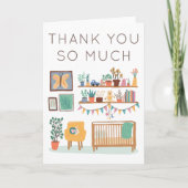 かわいい子供部屋の赤ちゃんシャワーギフト サンキューカード (正面)