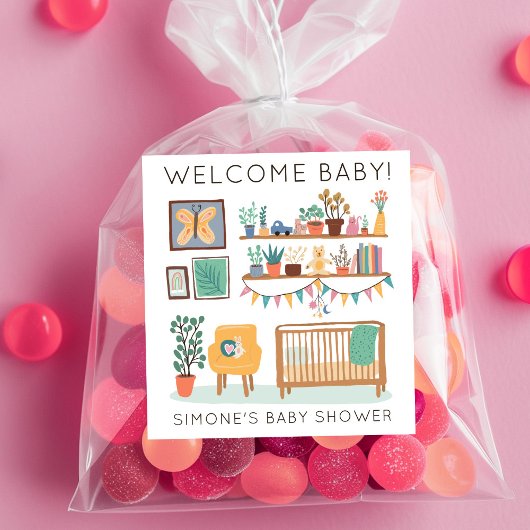 かわいい子供部屋イラストレーションカスタムベビーシャワー スクエアシール