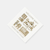 かわいい子供部屋イラストレーションカスタムベビーシャワー スタンダードカクテルナプキン (角)