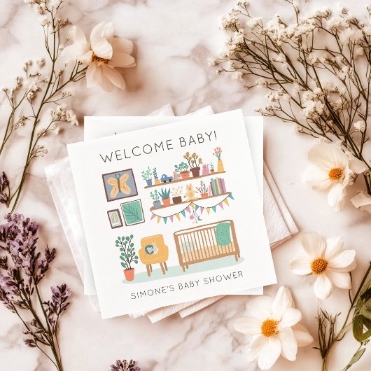 かわいい子供部屋イラストレーションカスタムベビーシャワー スタンダードカクテルナプキン