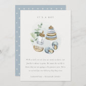 かわいい子供部屋エッセンシャルブルーベビーのお知らせ サンキューカード (正面/裏面)