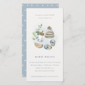 かわいい子供部屋エッセンシャルブルーボーイベビーシャワー招待状 サンキューカード (正面/裏面)