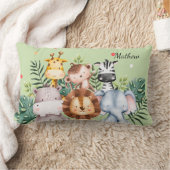 かわいい子供部屋モノグラムlサファリ緑 ランバークッション (ブランケット)