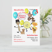 かわいい子供部屋ライムカートゥーン子供の誕生日 招待状 (スタンド正面)