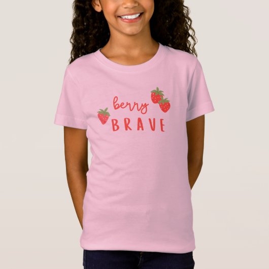 かわいい子供+いちご+勇敢+子供のガン Tシャツ (正面)