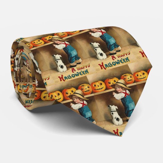 かわいい子供、子犬、jackolanterns ネクタイ (ロール)