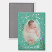 かわいい子供 - 植物学的なターコイズ マグネット (正面/裏面)