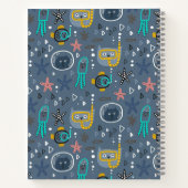 かわいい子供 魚 猫 タコ クラゲ 海の中 ノートブック (裏面)