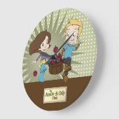 かわいい子供- Apple -日クラブ! ラージ壁時計 (傾斜)