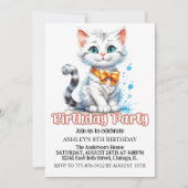 かわいい子威厳のあるネコの誕生日パーティー 招待状 (正面)