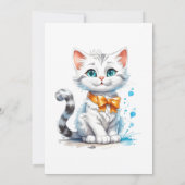 かわいい子威厳のあるネコの誕生日パーティー 招待状 (裏面)