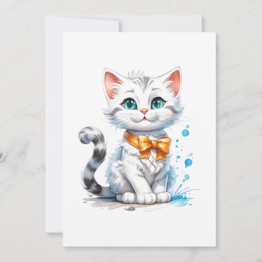 かわいい子威厳のあるネコの誕生日パーティー 招待状 (裏面)