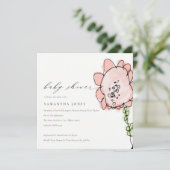 かわいい子描桃の花の植物性ベビーシャワー 招待状 (スタンド正面)