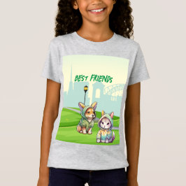 かわいい子最高の猫と友達 Tシャツ