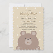 かわいい子熊の男の子のベビーシャワー We Can Bearly Wait 招待状 (正面)