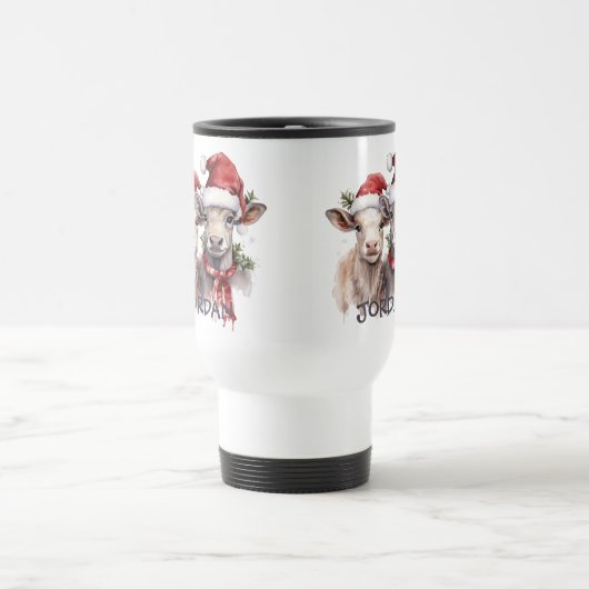 かわいい子牛かわいい動物の子供クリスマスマグカップ トラベルマグ (中央)