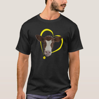 かわいい子牛のモチーフ 私は牛が大好きです 私は牛が大好きです Tシャツ