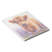 かわいい子牛ハイランドカウパープル花 ノートパッド (アングル)