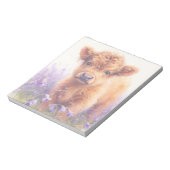 かわいい子牛ハイランドカウパープル花 ノートパッド (回転)