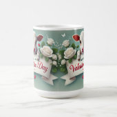 かわいい子牛持ちバレンタインデーの挨拶バナー コーヒーマグカップ (中央)