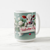 かわいい子牛持ちバレンタインデーの挨拶バナー コーヒーマグカップ (正面右)