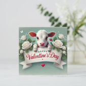 かわいい子牛持ちバレンタインデーの挨拶バナー シーズンカード (スタンド正面)