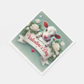 かわいい子牛持ちバレンタインデーの挨拶バナー スタンダードランチョンナプキン (角)