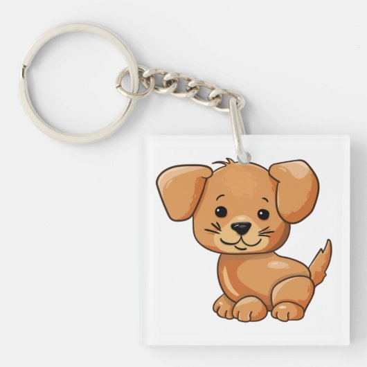 かわいい子犬おもしろいと頭が切れるかわいい キーホルダー (正面)