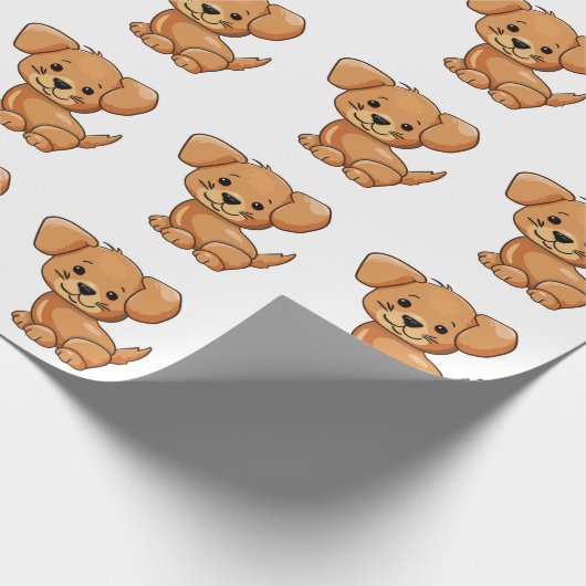 かわいい子犬おもしろいと頭が切れるかわいい ラッピングペーパー (角)