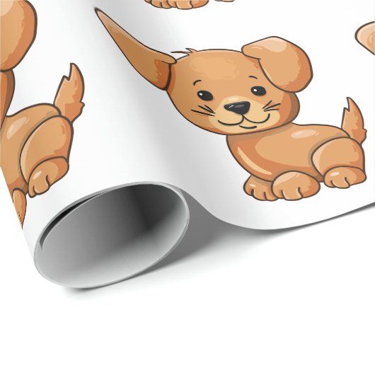 かわいい子犬おもしろいと頭が切れるかわいい ラッピングペーパー (ロールコーナー)