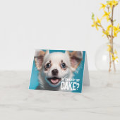 かわいい子犬おもしろい犬ケーキハッピーバースデー カード (黄色い花)