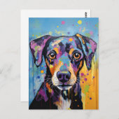 かわいい子犬おもしろい犬ミックスメディアアニマルペット ポストカード (正面/裏面)